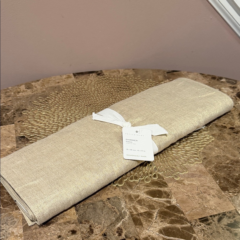 Pottery Barn Shimmer Table Runner 18” x 108”